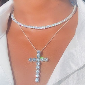 Micro pavimentado CZ Lucky Hamsa mano Cruz colgante collar para mujer para compromiso boda fiesta aniversario joyería turca mal - Product Image 5
