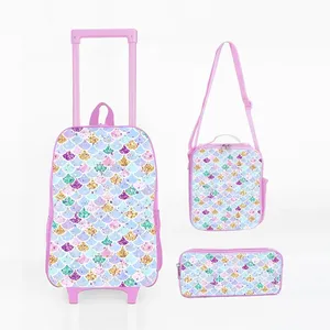 <span class=keywords><strong>Mochila</strong></span> Escolar con <span class=keywords><strong>Ruedas</strong></span> de Poliéster con Diseño de <span class=keywords><strong>Sirena</strong></span>, con Lonchera y Estuche para Lápices, Carro Escolar Retráctil Unisex - Product Image 1