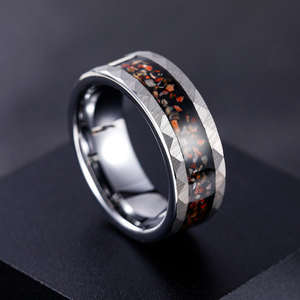 클래식 8MM 실버 텅스텐 카바이드 링 공룡 뼈 운석 속지 남자의 약혼 웨딩 밴드 패션 쥬얼리 - Product Image 6
