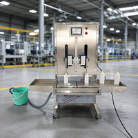 Machine de remplissage de jus semi-automatique à 2 buses, remplisseuse de bouteilles à débordement, machine de conditionnement de boissons et de jus par pesage 25 kg