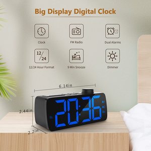 Relógio visor led de 6.3 polegadas, rádio digital, criativo, função de soneca eletrônica, abs + <span class=keywords><strong>lcd</strong></span>, geométrico de cn; gua - Product Image 2