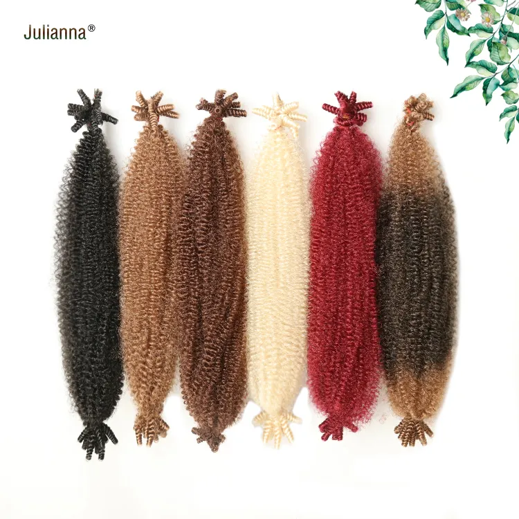 Julianna customized Synthetic fiber 16" 24" fluffed afro spring curl weave springy afro twist beaid hair