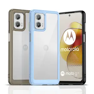 Coque de téléphone portable en acrylique coloré cristal clair pour Motorola Moto G53 G13 G23 G73 Edge 40 couverture arrière transparente de luxe Fundas
