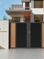 Portail en alliage d'aluminium et acier inoxydable pour villa/cour, maison auto-construite, battant simple/double, en bois massif, fer forgé, personnalisé, moderne