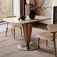 Table à manger extensible de luxe en pierre frittée, table ronde convertible pour petits espaces