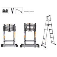 Échelle télescopique en acier inoxydable de 330 lb, échelle télescopique pour grenier, échelle télescopique robuste, échelle portable pliable