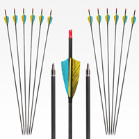 Flèches de tir à l'arc en carbone pur ID 6,2 mm 1M, spine 0,001/0,003" 400/500/600/700 avec plumes de dinde de 3 pouces pour le tir à l'arc, la chasse et l'entraînement
