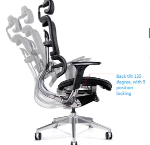 JNS801 sedia da ufficio ergonomica in rete con struttura in alluminio solido con schienale alto dal Design moderno con lombare per uso Boss