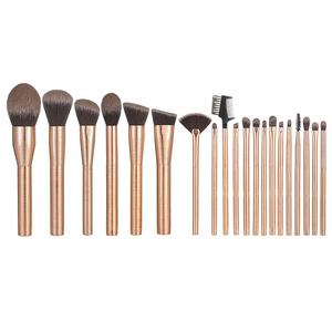 Lot de 20 pinceaux de maquillage or <span class=keywords><strong>rose</strong></span> pour les sourcils, fond de teint en bois <span class=keywords><strong>rose</strong></span>, poils naturels doux - Product Image 1