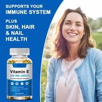 Cápsulas de Gel Suave de Vitamina E Antioxidante Soluble en Grasa, 400 UI de Potencia, Botella de 60 Unidades, Cuidado Nutricional Diario Celular y de la Piel para Adultos