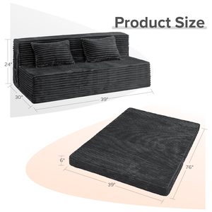Canapé-lit <span class=keywords><strong>convertible</strong></span> 4 en 1, taille Queen, pliable, avec oreiller et matelas en mousse haute densité - Product Image 2