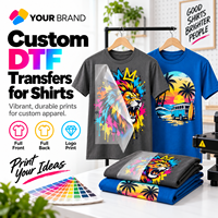 Transferts DTF personnalisés pour t-shirts, impression par transfert thermique en couleur, impression de logo personnalisé sur t-shirt, film d'impression OEM, vente en gros de vêtements personnalisés