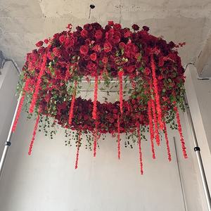 Decoración Navideña Grande para Exterior Guirnalda Colgante <span class=keywords><strong>de</strong></span> Flores Rojas para Techo Arreglos <span class=keywords><strong>de</strong></span> Flores Artificiales 3D <span class=keywords><strong>de</strong></span> Seda para Decoración <span class=keywords><strong>de</strong></span> Techo - Product Image 1