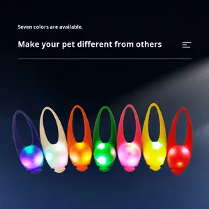 قلادة الحيوانات الأليفة سيليكون مضيئة للكلاب ليلة المشي علامة الكلب مع ضوء تحذير ونمط صلب الديكور الشريط - Product Image 2