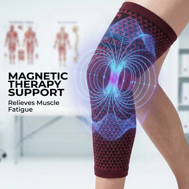 Polyester Magnetic Medical Knee Pads with Breathable Lightweight Non-Slip Design for Pain Relief and Sports Protection