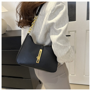 กระเป๋าสะพายไหล่แบบเรียบง่ายสีทึบมีสไตล์ย้อนยุค - Product Image 5