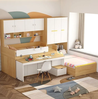 Lit superposé pour enfants avec armoire intégrée, meuble latéral multifonctionnel, lit de rangement, design minimaliste moderne, bois massif