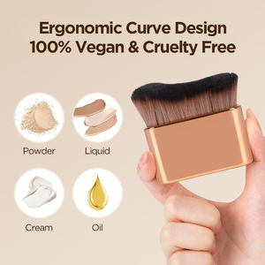 Pinceaux <span class=keywords><strong>de</strong></span> maquillage modernes personnalisés avec logo pour <span class=keywords><strong>fond</strong></span> <span class=keywords><strong>de</strong></span> <span class=keywords><strong>teint</strong></span>, pinceaux plats grands végétaliens pour le corps, pinceaux à <span class=keywords><strong>poudre</strong></span> scintillante et autobronzante – Vente en gros - Product Image 4