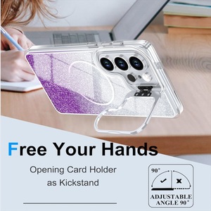 Étui magnétique dégradé pailleté avec béquille pour appareil photo pour Samsung Galaxy S26, coques de téléphone combinées TPU PC pour S26 Ultra - Product Image 6