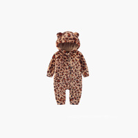 Combinaison Bébé 2026 à Capuche Imprimé Léopard, Fermeture Éclair, Super Mignonne, en Polaire Peluche, Combinaison Chaude pour Garçons et Filles