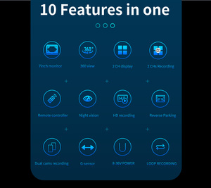 7 "ống kính kép xe tải DVR màn hình lái xe ghi âm 1080p phía trước và phía sau ghi âm kép AHD tầm nhìn ban đêm đảo chiều máy ảnh 15m cáp - Product Image 3