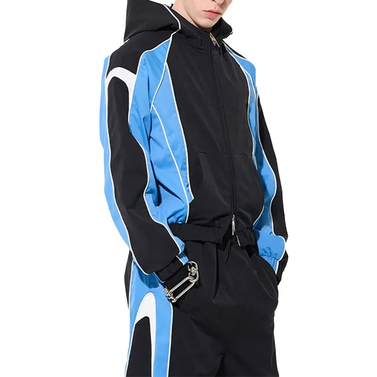Garment custom men sportswear jogging track suits zip up mens training joggers polyester wind breaker nylon tracksuit