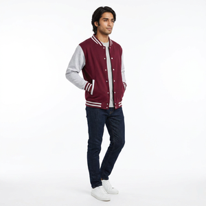 Veste de baseball en polaire et laine personnalisable avec rembourrage en coton et logo brodé CollegeBaseballjacket pour hommes - Product Image 1