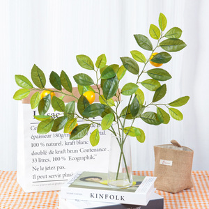 Rama de Limón Artificial de 65CM, Flor de Seda Plástica Realista, Decoración para el Hogar, Accesorio para Bodas - Product Image 2