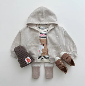Automne enfants décontracté solide sweat fermeture éclair <span class=keywords><strong>Cardigan</strong></span> polyvalent à capuche pantalons longs ensemble deux pièces - Product Image 6