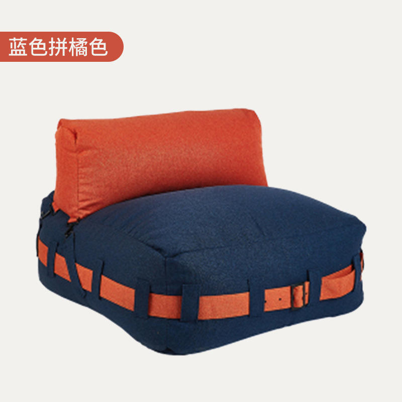 หมอนอิงลายตารางสีฟ้าและส้ม