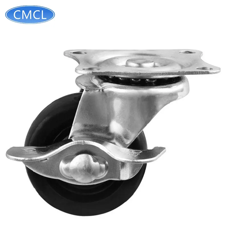 CMCL roda caster karet hitam, Caster roda putar 2 inci karet hitam