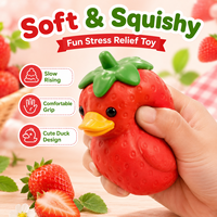 Jouet anti-stress en forme de canard fraise, grande taille, jouet à presser en farine, simulation de nourriture