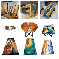 Table de Bureau et de Salle à Manger en Bois Massif et Résine Époxy Type « Rivière » – Vente Flash