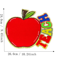 Patchs thermocollants 3D brodés de haute qualité pour enseignants, avec grand logo à paillettes et sequins en chenille, pour vêtements et vestes personnalisés, en gros
