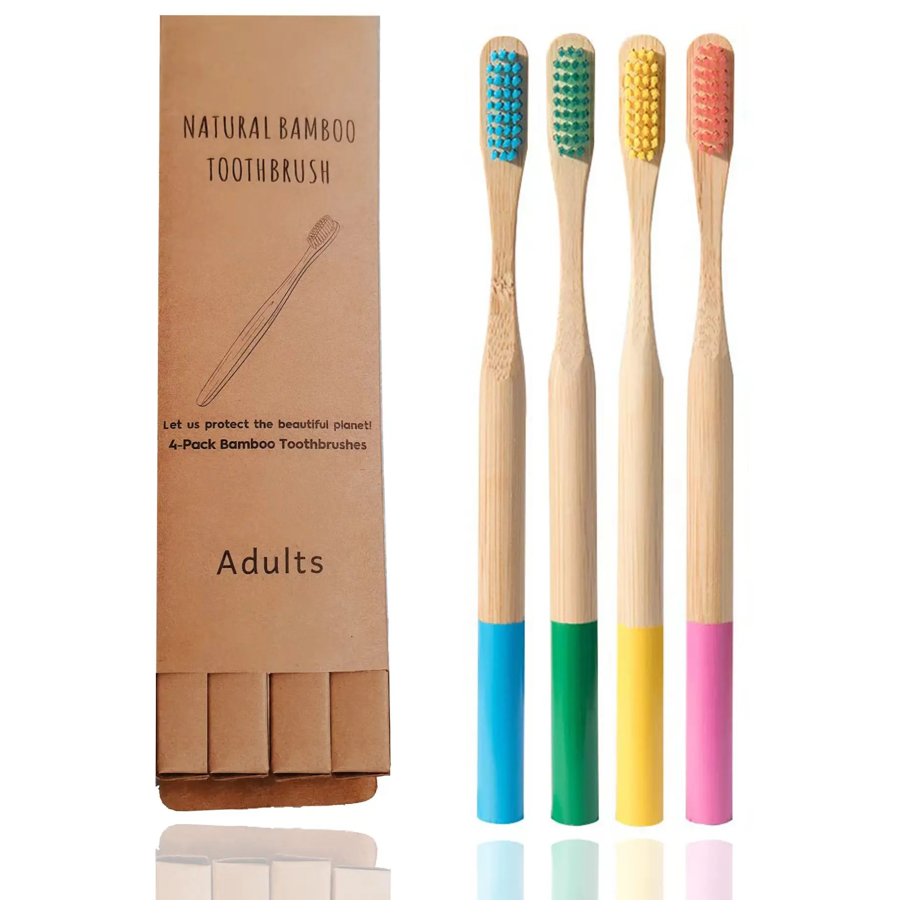 Guter Preis Benutzer definiertes Logo Bunte runde Griff Bambus Zahnbürste Kinder Zahnbürste Set Kinder Pinsel Zähne