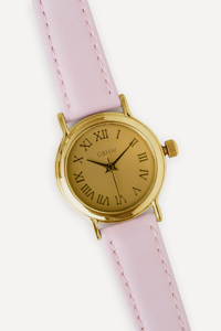 Montre-bracelet classique GBHW, montre à quartz dorée rose pour femme, boîtier en acier inoxydable de luxe avec bracelet en cuir, élégante montre de mode - Product Image 3