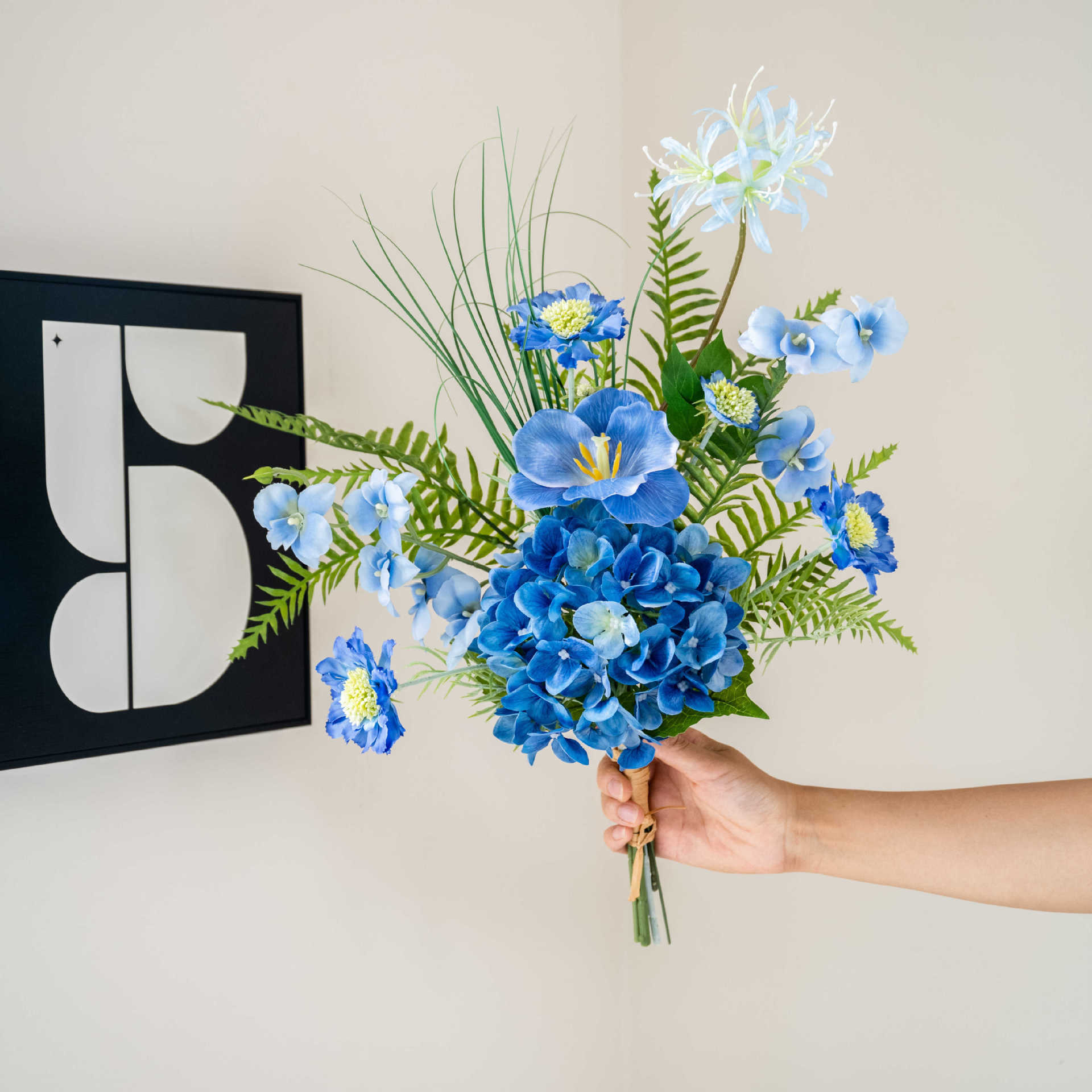 Dark blue 54 pieces hydrangea bouquet