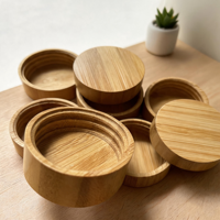 Ensemble avec couvercle et cuillère en bambou - Récipients de stockage hermétiques pour cuisine, salle à manger, pique-nique, condiments, arômes, épices