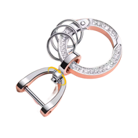 Point d'insertion en métal perceuse anneau à ressort porte-clés ouverture, gros porte-clés diamant strass accessoires porte-clés voiture de luxe