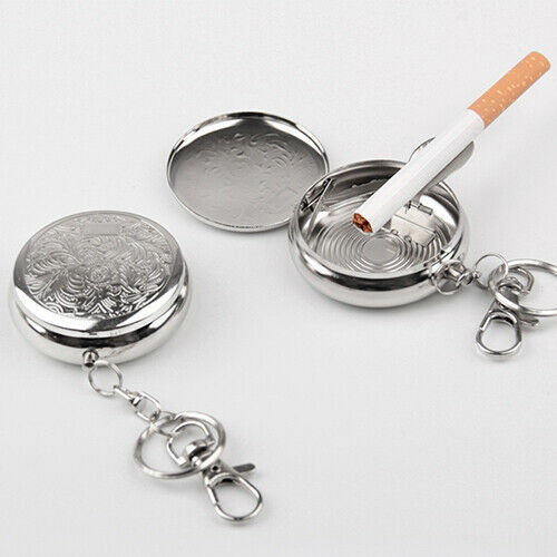 ashtray cigarette snuffer SmartDealsPro Stainless Steel Portable Pocket Circular Key Chain with : Home & Kitchen Shape Round Mini Stainless Steel Ashtray with