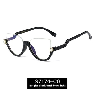 97174 European American Retro Optical Mirror Flat <strong>Glasses</strong> Solid Half Frame TR90 Material <strong>Korean</strong> Style Anti-Blue Diamond Face - Product Image 5