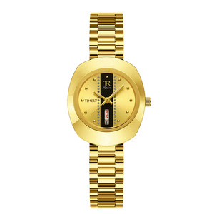 Montre de luxe pour <span class=keywords><strong>couple</strong></span> en or, design haut de gamme avec double calendrier, résistante à l'eau, cadran rond en alliage, montres pour homme et femme - Product Image 3