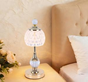 Lámpara de Mesa Moderna de Cristal con Pantalla de Cúpula, Luz LED E27 Blanca Cálida para Dormitorio, Iluminación Decorativa - Product Image 5