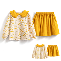 DC 2026 Setelan Flanel Anak Perempuan 2-7 Tahun Blus Kerah Peter Pan Rok Pakaian Anak Musim Semi Gugur Balita
