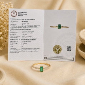 แหวนทองคำแท้ 14KT ประดับเพชรเพาะเลี้ยงและมรกตโคลอมเบีย สำหรับผู้หญิง ของขวัญสุดหรูสำหรับทุกโอกาส - Product Image 3