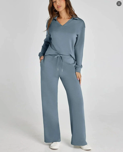Spring Fashion Casual Women's Clothes Ladies Long Sleeve Drawstring Solid Color commuter Trousers Women Two Piece <b>Pants</b> Sets - Product Image 6