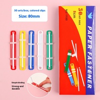 Sujetadores de plástico de PVC multicolor de 8cm para suministros de oficina Archivo de papel de dos puntas con 50 piezas en 1 caja