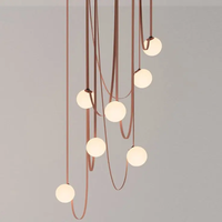 Lustre suspendu décoratif en cuir moderne nordique personnalisé pour salle à manger, salon, chambre à coucher, escalier, verre, LED