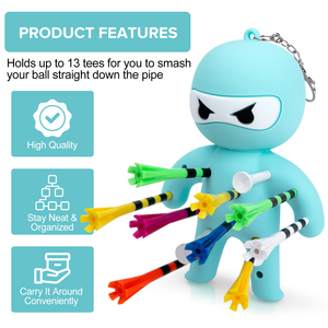 Hot Selling Blue <strong>Nin</strong>/Ja Golf Tee <strong>Holder</strong> Rubber Golf Bag Accessories Golf Ball Tees <strong>Holder</strong> Keychain Hold 13 Tees - Product Image 4