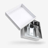 Boîte cadeau rigide personnalisée avec couvercle et base en argent, extérieur blanc, pour emballages de cosmétiques et de parfums de luxe